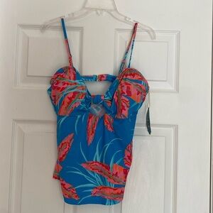 Mynah women’s tropical print tankini top size large
